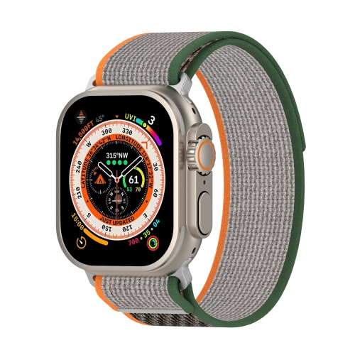 

Double Color Nylon Hook and Loop Fastener Watch Band For Apple Watch Series 9&8&7 41mm / SE 3&SE 2&6&SE&5&4 40mm / 3&2&1 38mm(Orange+Army green)