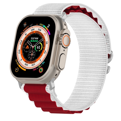 

Double Color Nylon Watch Band For Apple Watch Series 8&7 41mm / SE 2&6&SE&5&4 40mm / 3&2&1 38mm(Starlight+Red)