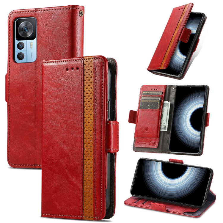 

For Xiaomi Redmi K50 Ultra CaseNeo Splicing Dual Magnetic Buckle Leather Phone Case(Red)