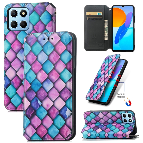 

For Honor X8 5G CaseNeo Colorful Magnetic Leather Phone Case(Purple Scales)