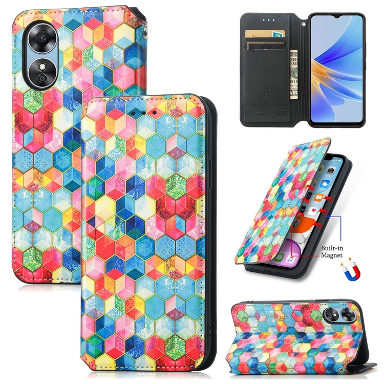 

For OPPO A17 CaseNeo Colorful Magnetic Leather Phone Case(Magic Space)