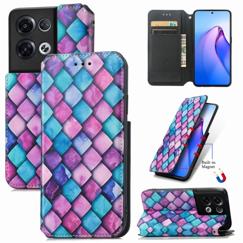 

For OPPO Reno8 Pro CaseNeo Colorful Magnetic Leather Phone Case(Purple Scales)