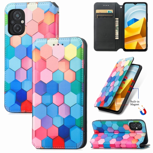 

For Xiaomi Poco M5 CaseNeo Colorful Magnetic Leather Phone Case(Colorful Cube)