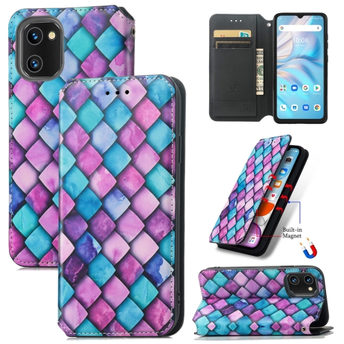 

For UMIDIGI A13S CaseNeo Colorful Magnetic Leather Phone Case(Purple Scales)