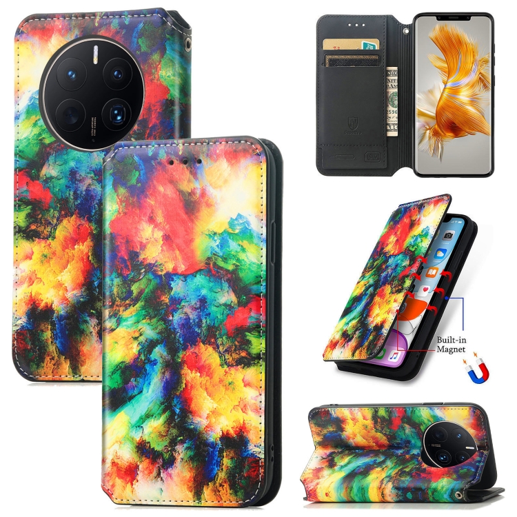 

For Huawei Mate 50 Pro CaseNeo Colorful Magnetic Leather Phone Case(Colorful Cloud)