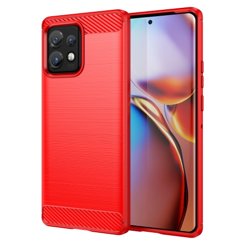 

For Motorola Moto Edge+ 2023 Brushed Texture Carbon Fiber TPU Phone Case(Red)