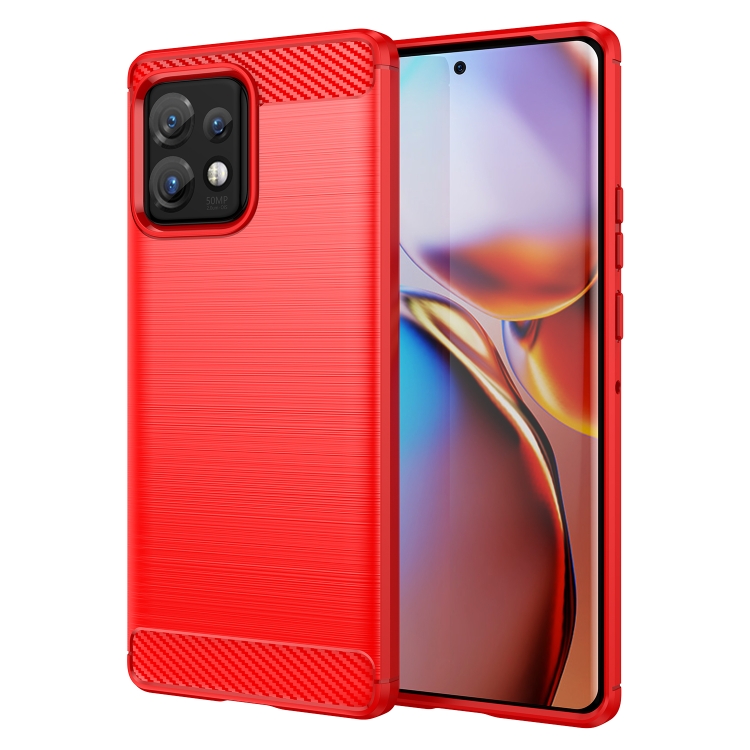 

For Motorola Moto X40 Pro Brushed Texture Carbon Fiber TPU Phone Case(Red)
