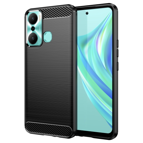 

For Infinix Hot 20 Play Brushed Texture Carbon Fiber TPU Phone Case(Black)