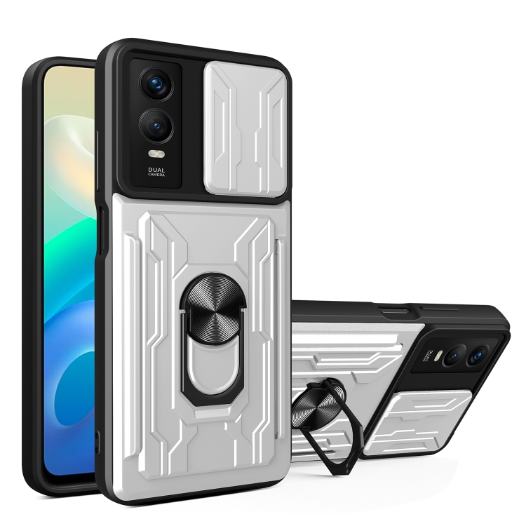 

For vivo Y76 Sliding Camshield Card Phone Case(Silver)