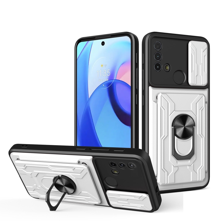 

For Motorola Moto E30 Sliding Camshield Card Phone Case(Silver)