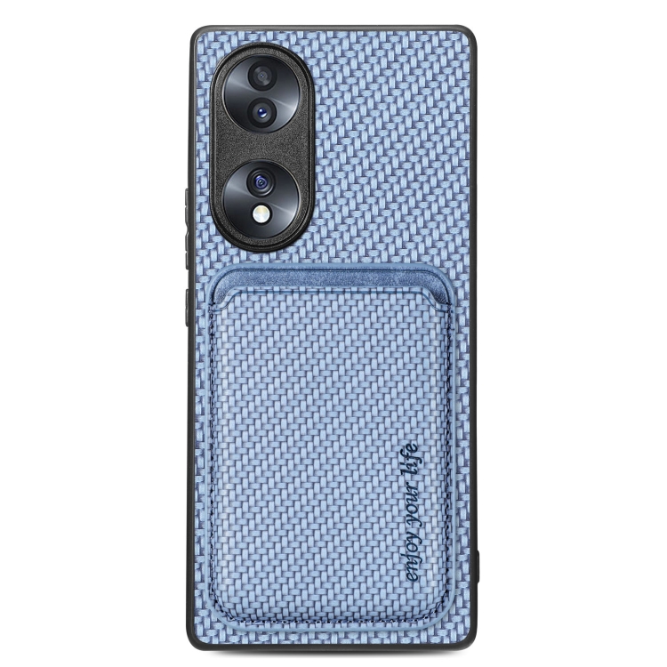 

For Honor 70 Carbon Fiber Leather Card Magsafe Case(Blue)
