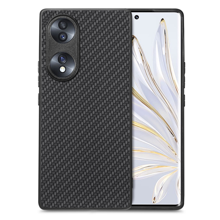 

For Honor 70 Carbon Fiber Texture Leather Back Cover Phone Case(Black)