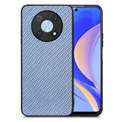 

For Huawei Nova Y90 Carbon Fiber Texture Leather Back Cover Phone Case(Blue)