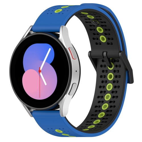 

For Samsung Galaxy Watch5 44mm 20mm Tricolor Breathable Silicone Watch Band(Blue+Black+Lime)