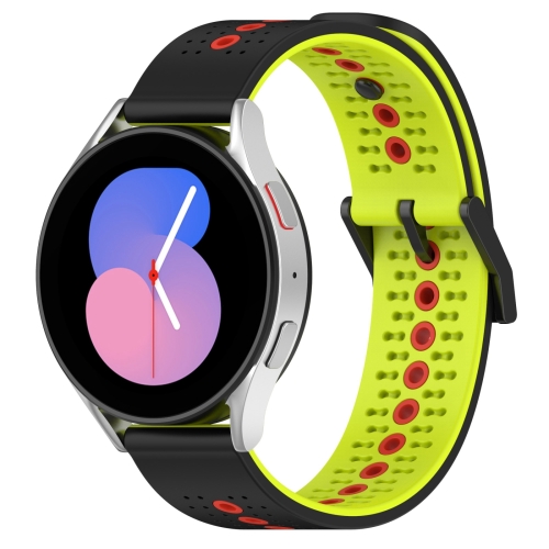 

For Samsung Galaxy Watch5 40mm 20mm Tricolor Breathable Silicone Watch Band(Black+Lime+Red)