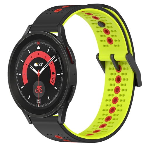 

For Samsung Galaxy Watch5 Pro 45mm 20mm Tricolor Breathable Silicone Watch Band(Black+Lime+Red)