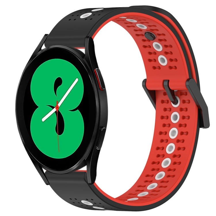 

For Samsung Galaxy Watch4 44mm 20mm Tricolor Breathable Silicone Watch Band(Black+Red+White)