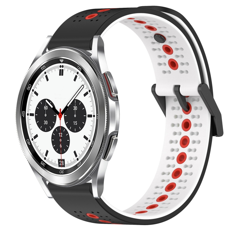 

For Samsung Galaxy Watch4 Classic 42mm 20mm Tricolor Breathable Silicone Watch Band(Black+White+Red)