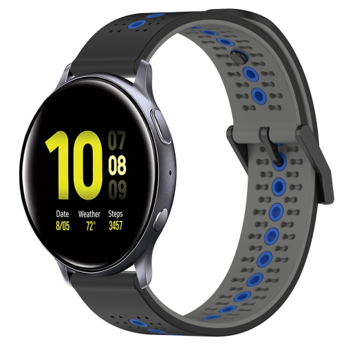 

For Samsung Galaxy Watch Active2 40mm 20mm Tricolor Breathable Silicone Watch Band(Black+Grey+Blue)