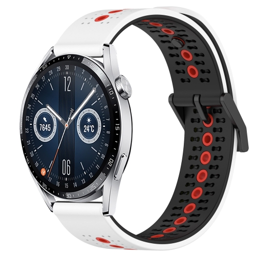 

For Huawei Watch GT3 42mm 20mm Tricolor Breathable Silicone Watch Band(White+Black+Red)