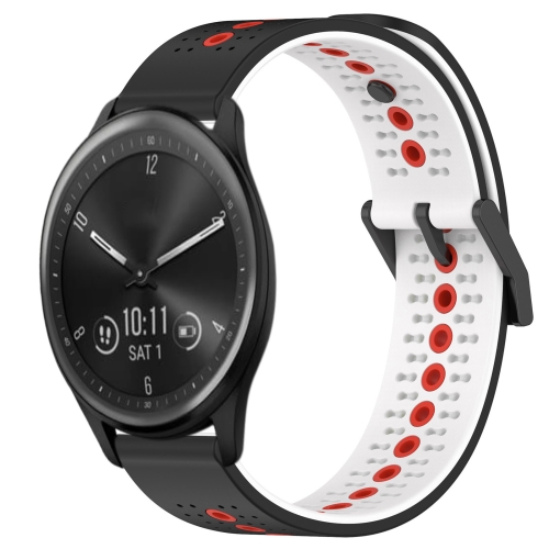 

For Garmin Vivomove Sport 20mm Tricolor Breathable Silicone Watch Band(Black+White+Red)