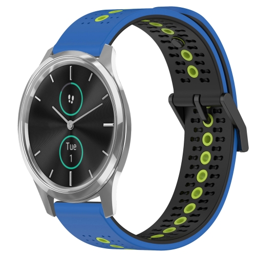 

For Garminmove Luxe 20mm Tricolor Breathable Silicone Watch Band(Blue+Black+Lime)