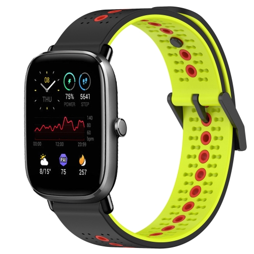 

For Amazfit GTS 2 Mini 20mm Tricolor Breathable Silicone Watch Band(Black+Lime+Red)