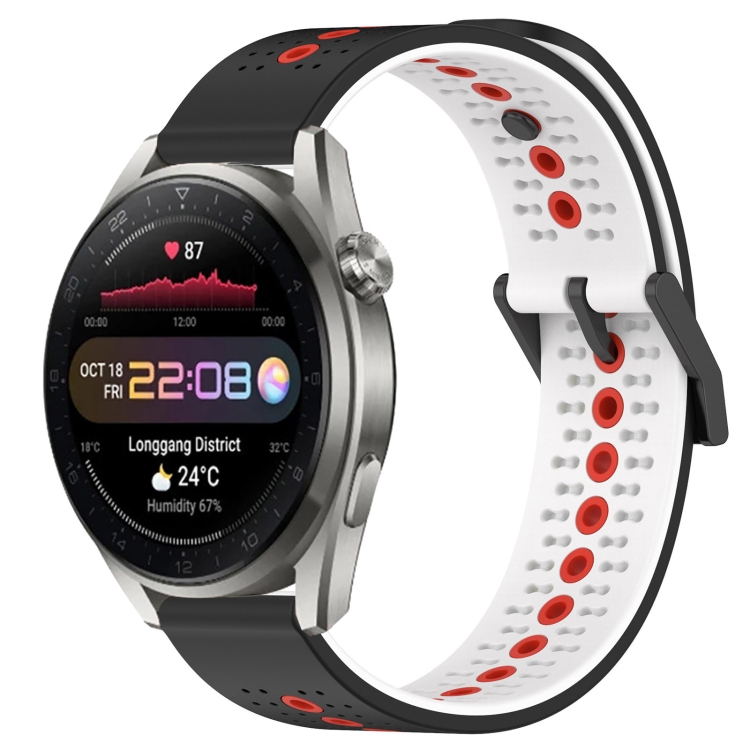 

For Huawei Watch 3 Pro New 22mm Tricolor Breathable Silicone Watch Band(Black+White+Red)