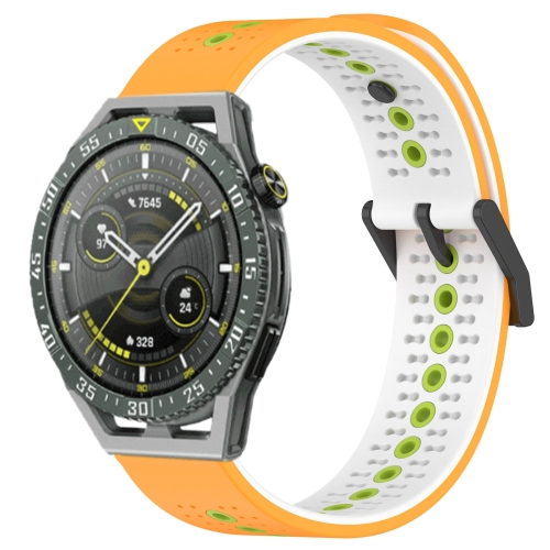 

For Huawei Watch GT3 SE 22mm Tricolor Breathable Silicone Watch Band(Yellow+White+Lime)