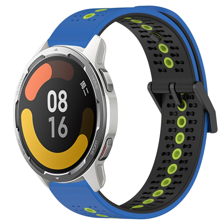 

For Xiaomi MI Watch Color 2 22mm Tricolor Breathable Silicone Watch Band(Blue+Black+Lime)
