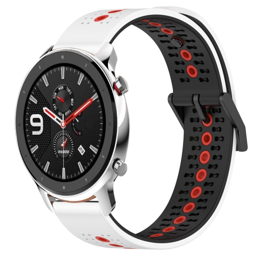

For Amazfit GTR 4 22mm Tricolor Breathable Silicone Watch Band(White+Black+Red)