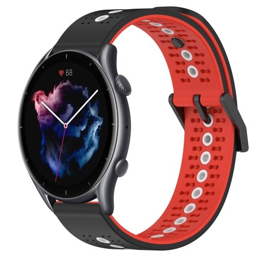 

For Amazfit GTR 3 22mm Tricolor Breathable Silicone Watch Band(Black+Red+White)