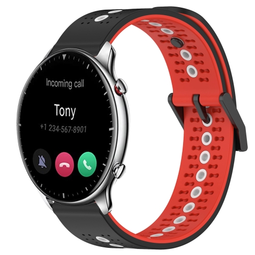 

For Amazfit GTR 2 22mm Tricolor Breathable Silicone Watch Band(Black+Red+White)