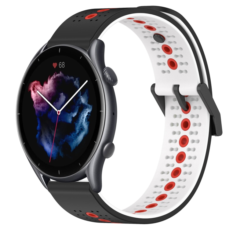

For Amazfit 3 22mm Tricolor Breathable Silicone Watch Band(Black+White+Red)