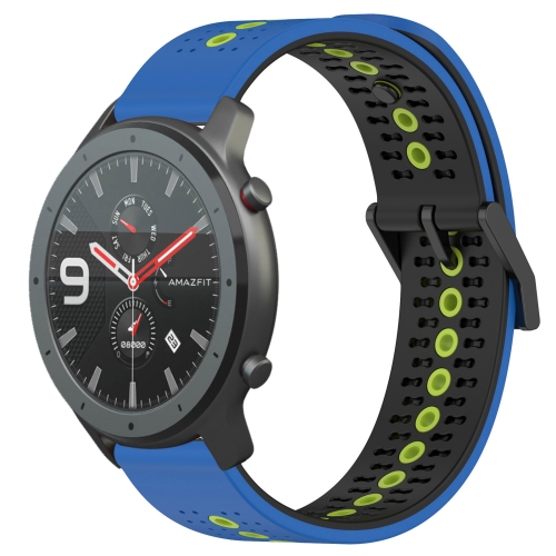 

For Amazfit GTR 47mm 22mm Tricolor Breathable Silicone Watch Band(Blue+Black+Lime)