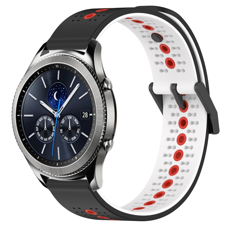 

For Samsung Gear S3 Classic 22mm Tricolor Breathable Silicone Watch Band(Black+White+Red)