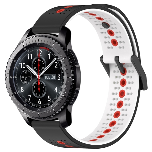 

For Samsung Gear S3 Frontier 22mm Tricolor Breathable Silicone Watch Band(Black+White+Red)