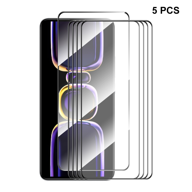

For Xiaomi Redmi K60E 5pcs ENKAY Hat-Prince Full Glue 0.26mm 9H 2.5D Tempered Glass Full Film