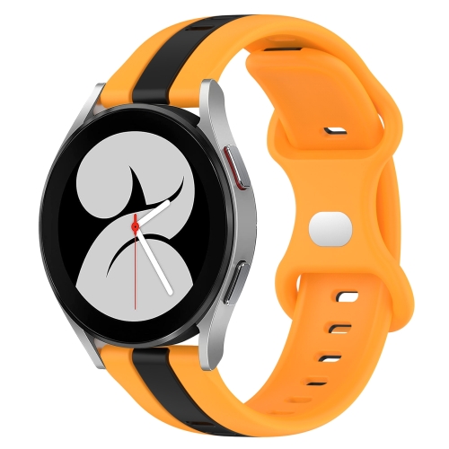 

For Samsung Galaxy Watch4 40mm 20mm Butterfly Buckle Two-Color Silicone Watch Band(Black+Yellow)