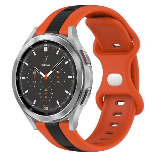 

For Samsung Galaxy Watch 4 Classic 46mm 20mm Butterfly Buckle Two-Color Silicone Watch Band(Orange+Black)