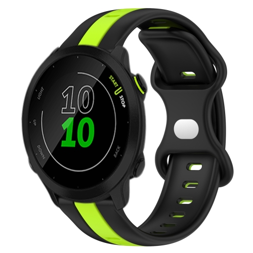 Pour Garmin Forerunner 158 20 mm Bracelet de montre en silicone double  couleur (noir + vert)