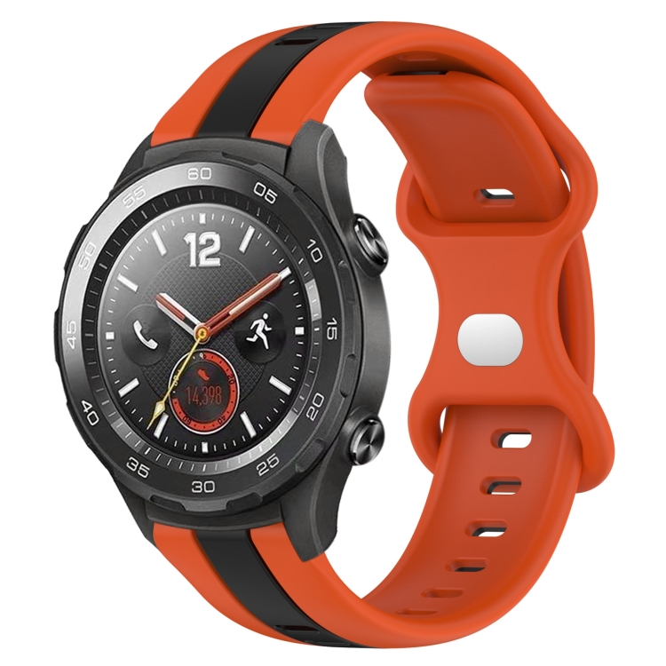 

For Huawei Watch 2 20mm Butterfly Buckle Two-Color Silicone Watch Band(Orange+Black)