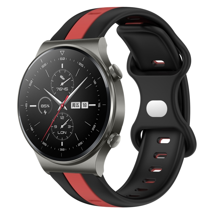 

For Huawei GT2 Pro 20mm Butterfly Buckle Two-Color Silicone Watch Band(Black+Red)
