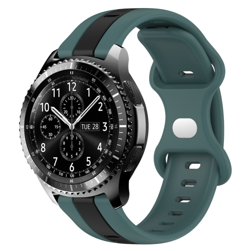 

For Samsung Gear S3 Frontier 22mm Butterfly Buckle Two-Color Silicone Watch Band(Green+Black)