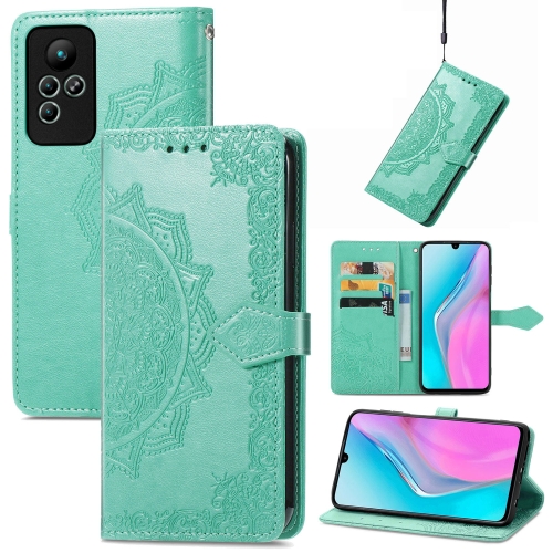 

For Infinix Note 11 Mandala Flower Embossed Leather Phone Case(Green)