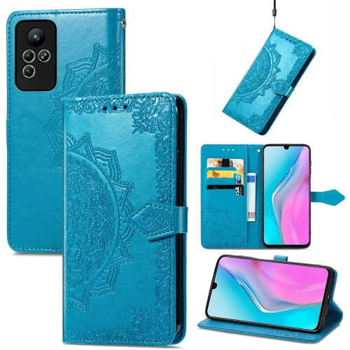 

For Infinix Note 11 Mandala Flower Embossed Leather Phone Case(Blue)