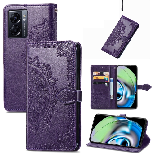 

For Realme V23 Mandala Flower Embossed Leather Phone Case(Purple)