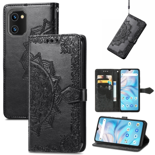 

For UMIDIGI A13S Mandala Flower Embossed Leather Phone Case(Black)