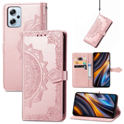 

For Xiaomi Poco X4 GT Mandala Flower Embossed Leather Phone Case(Rose Gold)