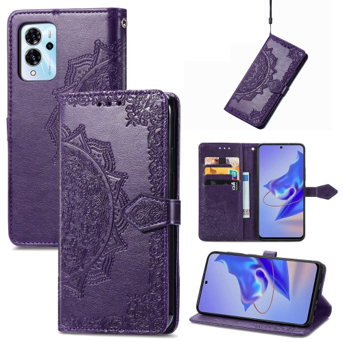 

For ZTE Blade V40 Pro Mandala Flower Embossed Leather Phone Case(Purple)